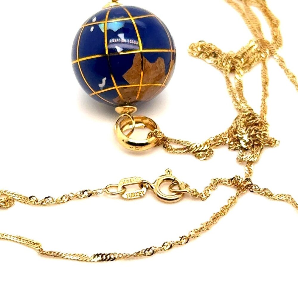14K Gold Globe Pendant Necklace - Picture 4 of 10